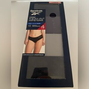 Reebok Ladies’ 4 Pack Stay Put Hipsters Large